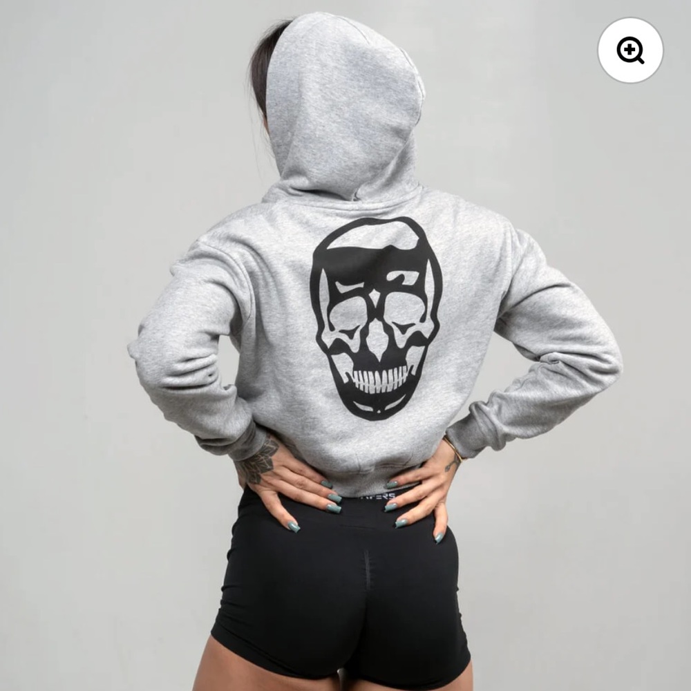 GYMREAPERS CROPPED ZIP-UP HOODIE - HEATHER GRAY